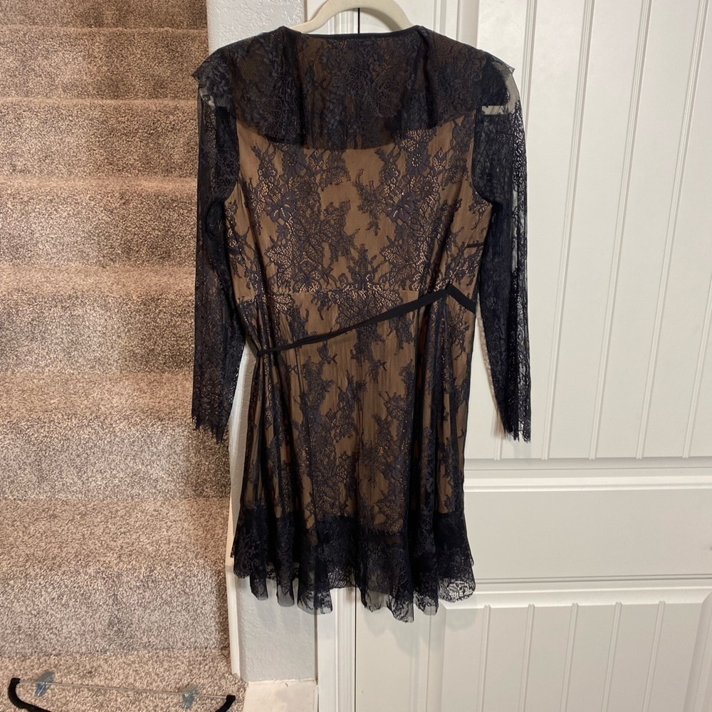 For Love & Lemons Daphne Lace Mini dress in Black/Nude - Picture 6 of 10